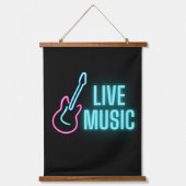 Live Music Neon Guitar Hangend Wandkleed (Voorkant)