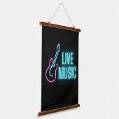 Live Music Neon Guitar Hangend Wandkleed (Gebogen)