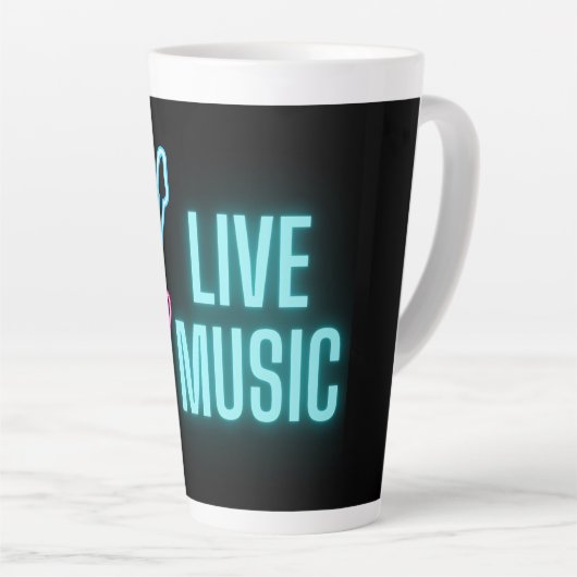 Live Music Neon Guitar Latte Mok (Rechterhoek)