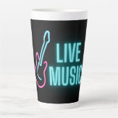 Live Music Neon Guitar Latte Mok (Voorkant)