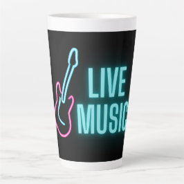 Live Music Neon Guitar Latte Mok