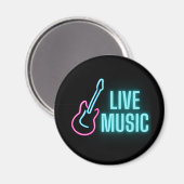 Live Music Neon Guitar Magneet (Voorkant / Achterkant)