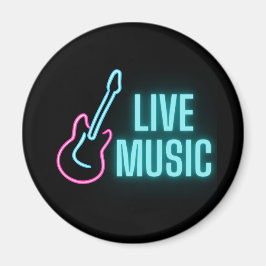 Live Music Neon Guitar Magneet