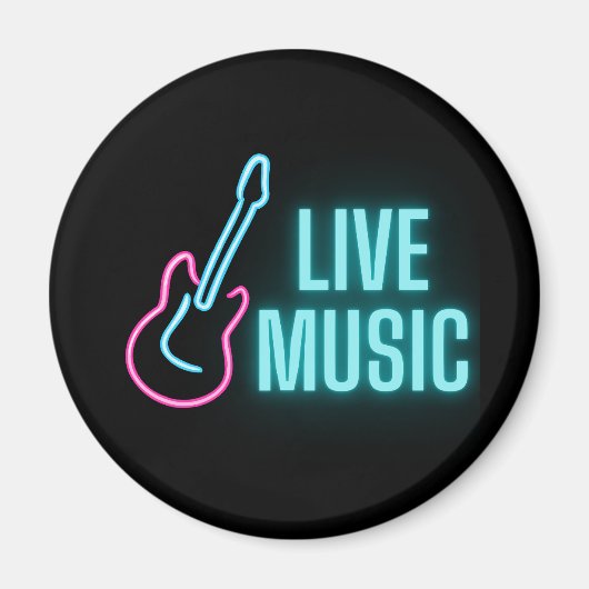 Live Music Neon Guitar Magneet (Voorkant)