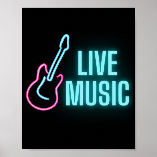 Live Music Neon Guitar Poster (Voorkant)