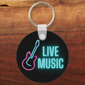 Live Music Neon Guitar Sleutelhanger (Voorkant)