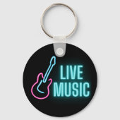 Live Music Neon Guitar Sleutelhanger (Achterkant)