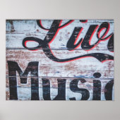 Live Music Shabby Chic Sign Poster (Voorkant)