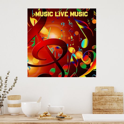 Live Music Slogan Colorful Poster (Keuken)