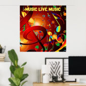 Live Music Slogan Colorful Poster (Thuiskantoor)