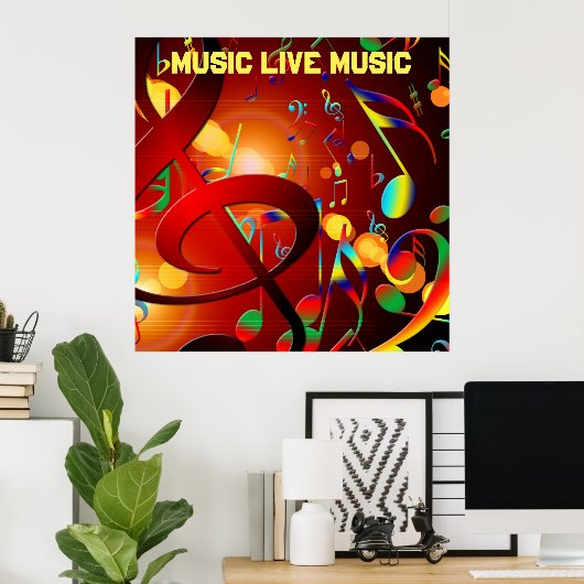 Live Music Slogan Colorful Poster (Thuiskantoor)