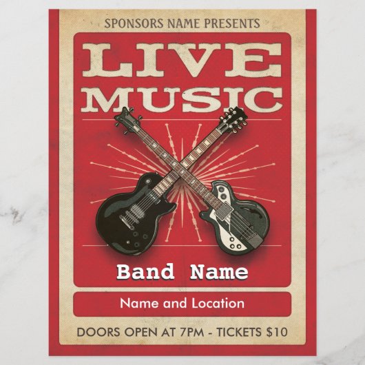 Live Music Two Guitar Flyer Red (Voorkant)