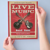 Live Music Two Guitar Flyer Red (Hand)