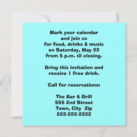 Live Music-uitnodiging Kaart (Achterkant)