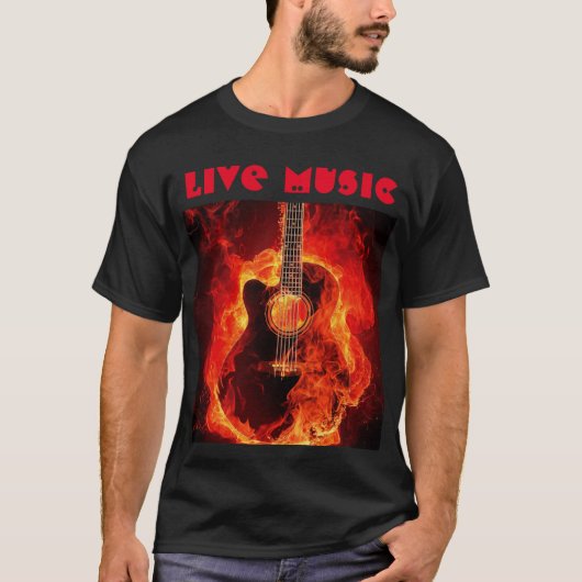 live muziek branderend gitaar black T-Shirt (Voorkant)