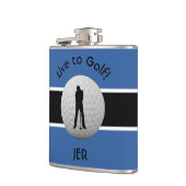 Live naar Golf Quote Monogrammed Initialen Blue Bl Heupfles (Links)