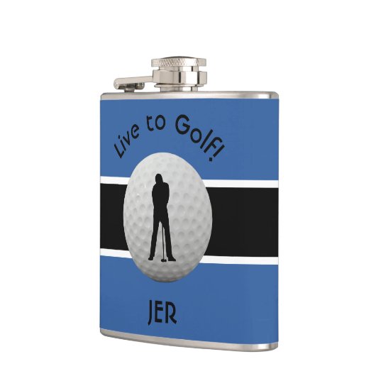 Live naar Golf Quote Monogrammed Initialen Blue Bl Heupfles (Links)