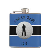 Live naar Golf Quote Monogrammed Initialen Blue Bl Heupfles (Voorkant)