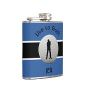 Live naar Golf Quote Monogrammed Initialen Blue Bl Heupfles (Rechts)