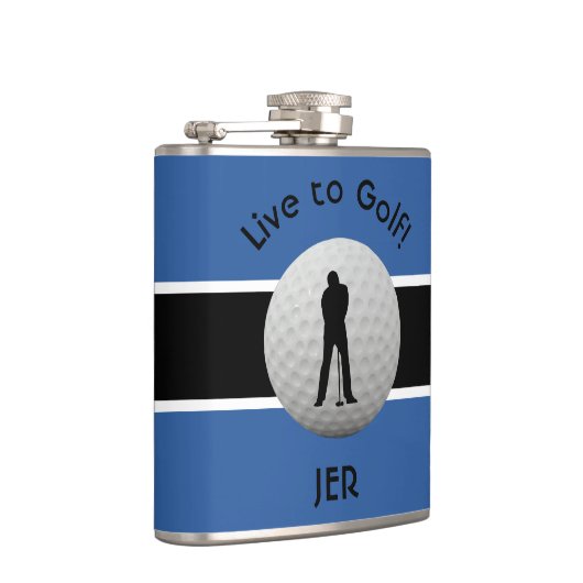 Live naar Golf Quote Monogrammed Initialen Blue Bl Heupfles (Rechts)