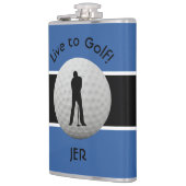 Live naar Golf Quote Monogrammed Initialen Blue Bl Heupfles (Links)
