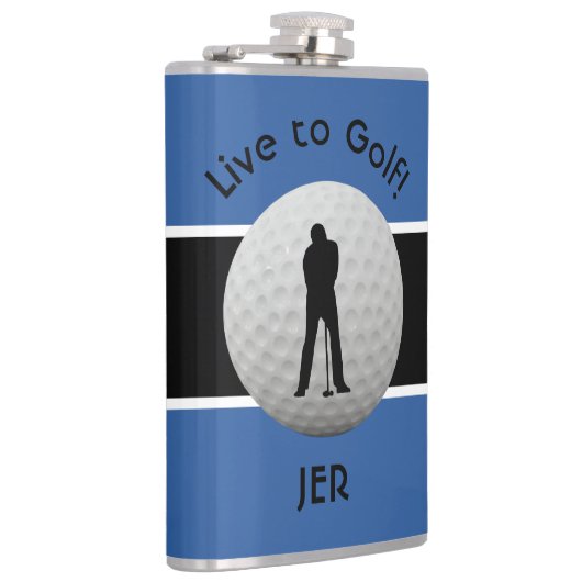 Live naar Golf Quote Monogrammed Initialen Blue Bl Heupfles (Rechts)