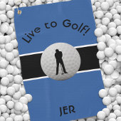 Live naar Golf Quote Monogrammed Royal Blue Black Golfhanddoek