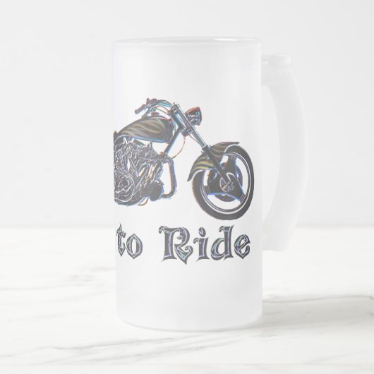 Live naar Ride Neon Motorcycle Beer Mok (Voorkant rechts)