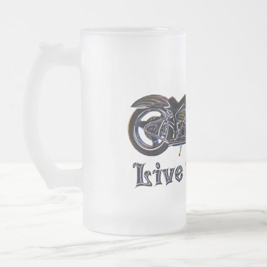 Live naar Ride Neon Motorcycle Beer Mok (Links)