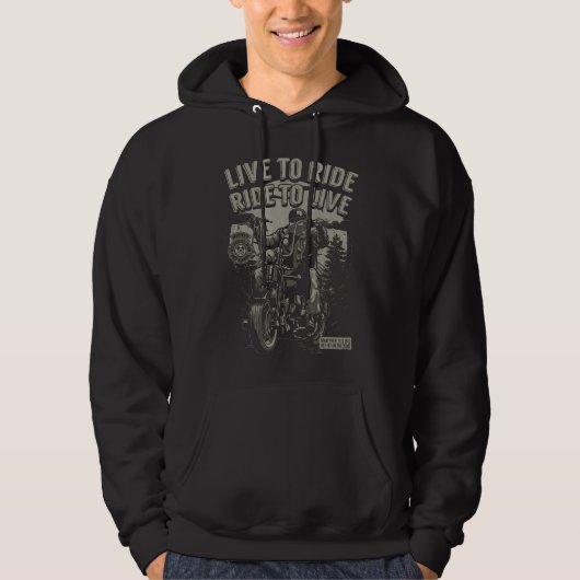 Live naar Ride Ride to Live Bearded Biker Chopper Hoodie (Voorkant)