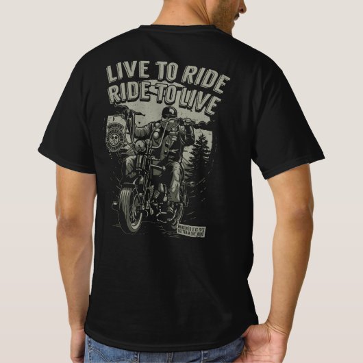 Live naar Ride Ride to Live Bearded Biker Chopper T-shirt (Achterkant)