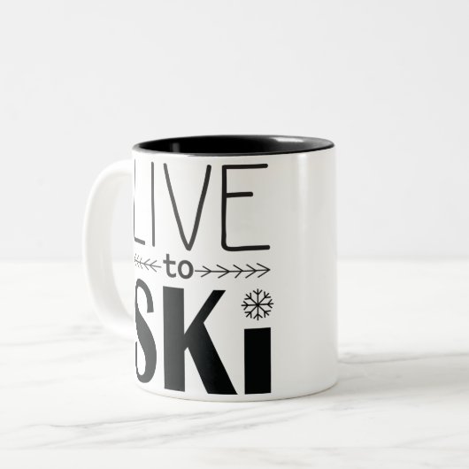 Live naar Ski-Mok Tweekleurige Koffiemok (Voorkant links)