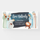 Live Natitivity-kerstkerkbanner Spandoek (Horizontaal)