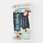 Live Natitivity-kerstkerkbanner Spandoek (Verticaal)