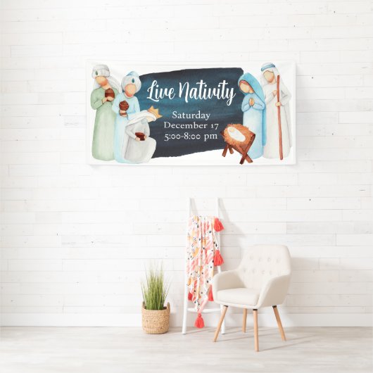 Live Natitivity-kerstkerkbanner Spandoek (Insitu)