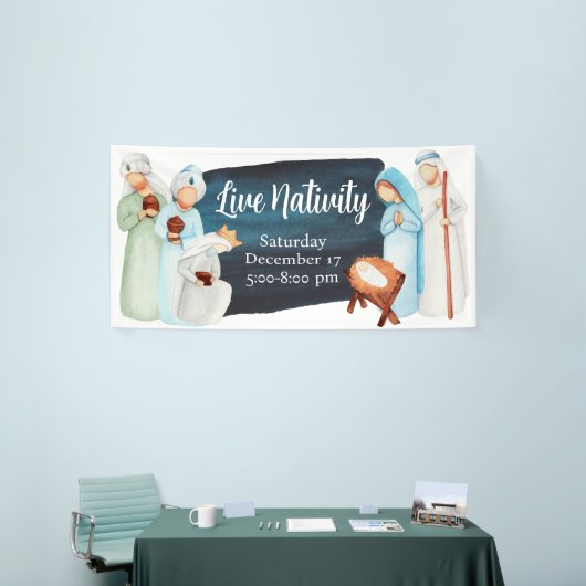 Live Natitivity-kerstkerkbanner Spandoek (Beurs)