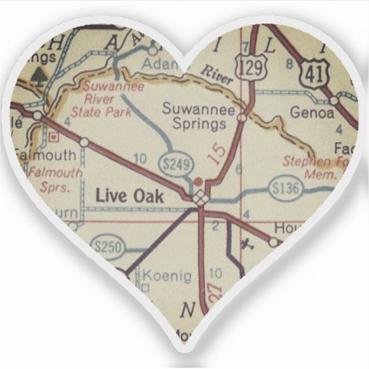 Live Oak FL-kaart Sticker (Voorkant)