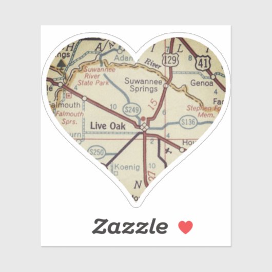 Live Oak FL-kaart Sticker (Vel)
