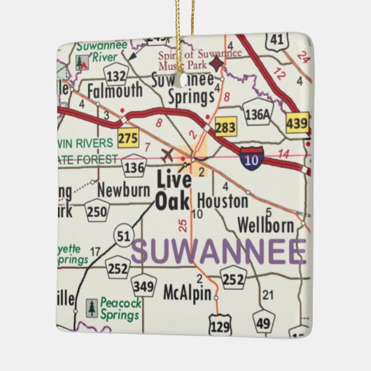 Live Oak Florida Map Keramisch Ornament (Links)