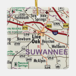 Live Oak Florida Map Keramisch Ornament