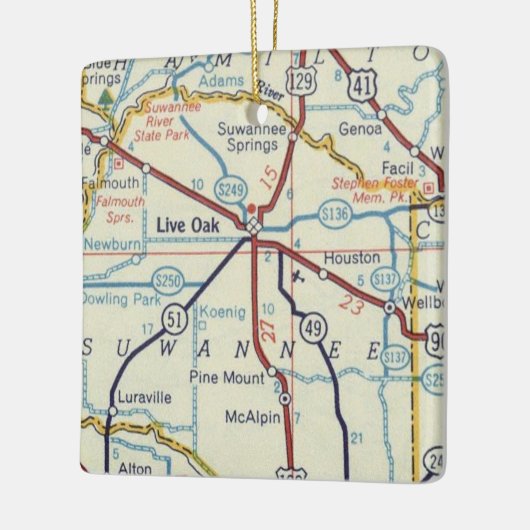 Live Oak Suwannee River Map Keramisch Ornament (Links)