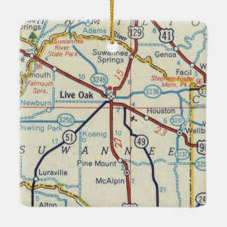 Live Oak Suwannee River Map Keramisch Ornament