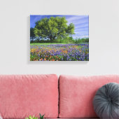 Live Oak & Texas Paintbrush, en Texas Canvas Afdruk (Insitu (Woonkamer))