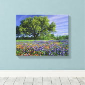 Live Oak & Texas Paintbrush, en Texas Canvas Afdruk (Insitu (Houten vloer))