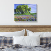 Live Oak & Texas Paintbrush, en Texas Canvas Afdruk (Insitu (Slaapkamer))