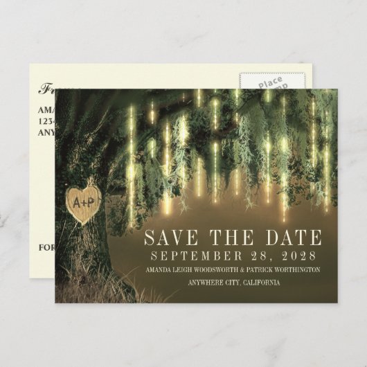 Live Oak Tree Spaans mos Sla de datum kaarten (Voorkant / Achterkant)