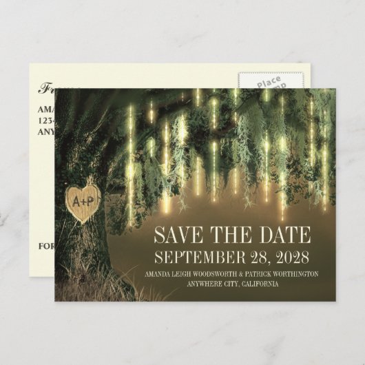 Live Oak Tree Spaans mos Sla de datum kaarten (Voorkant / Achterkant)