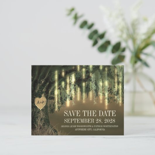 Live Oak Tree Spaans mos Sla de datum kaarten (Staand voorkant)