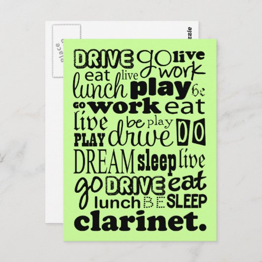 Live om het Clarinet te spelen Briefkaart (Voorkant / Achterkant)