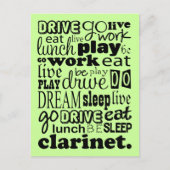 Live om het Clarinet te spelen Briefkaart (Voorkant)